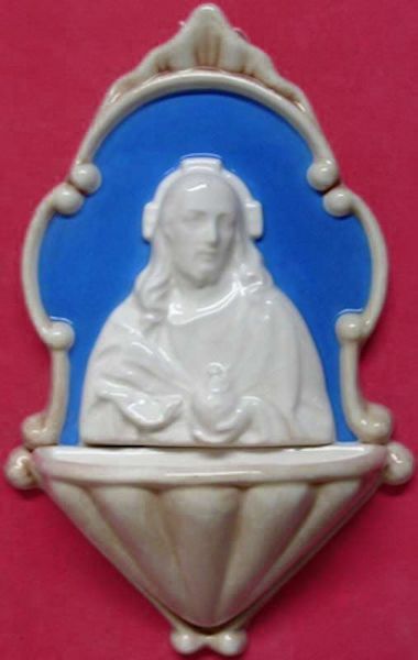 Imagen de Sagrado Corazón de Jesús Benditera 20 cm cerámica Robbiana