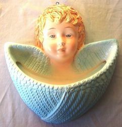 Picture of Angel Holy Water Stoup cm 30 (11,8 in) Hand-painted Glazed Ceramic