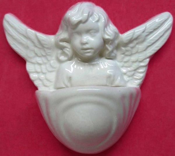 Picture of Guardian Angel Holy Water Stoup cm 10 (3,9 in) Hand-painted Glazed Ceramic