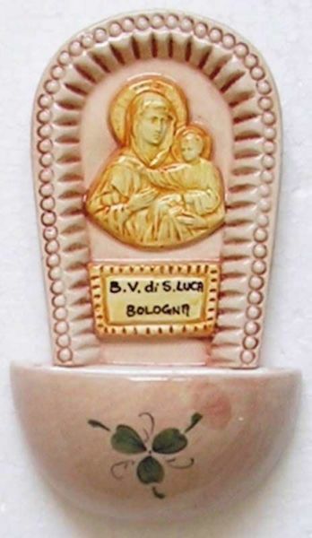Immagine di Beata Vergine San Luca Acquasantiera 15 cm ceramica Deruta