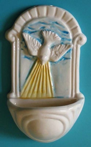 Picture of Confirmation Holy Water Stoup 12x7 cm (4,7x2,8 inch) Deruta Ceramic 