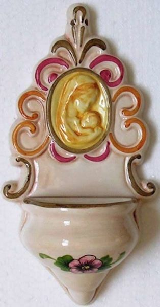 Picture of Madonna and Child Holy Water Stoup 22 cm (8,7 inch) Deruta Ceramic