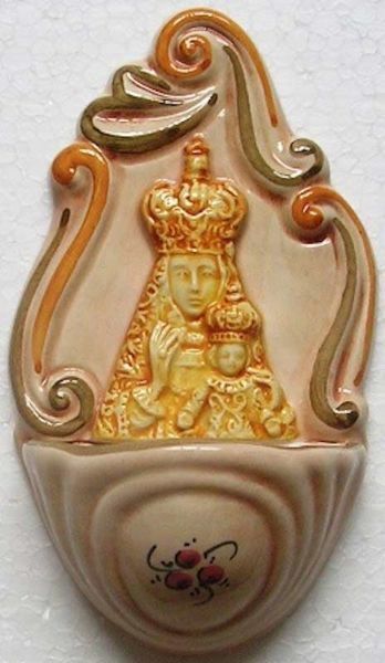 Immagine di Madonna di Loreto Acquasantiera 14 cm ceramica Deruta