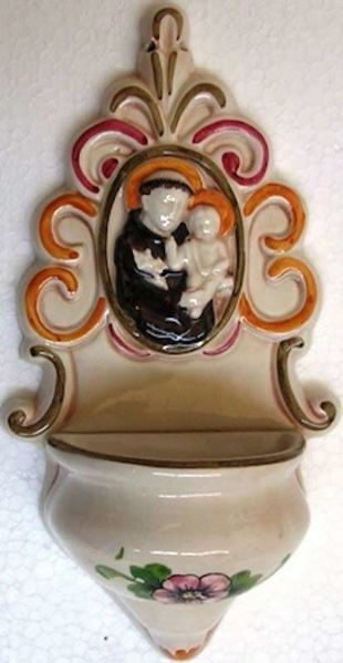 Immagine di Sant’ Antonio Acquasantiera 22 cm ceramica Deruta