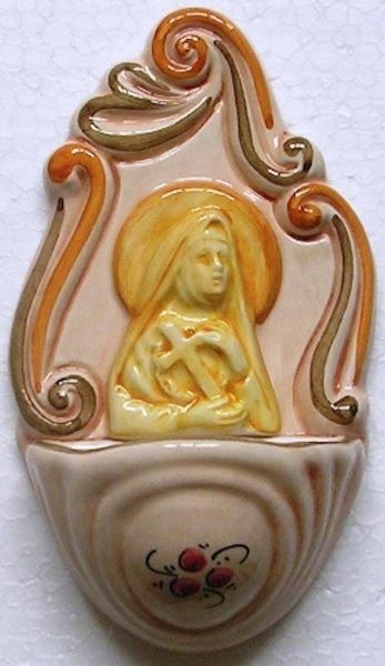 Picture of Saint Rita of Cascia Holy Water Stoup 14 cm (5,5 inch) Deruta Ceramic