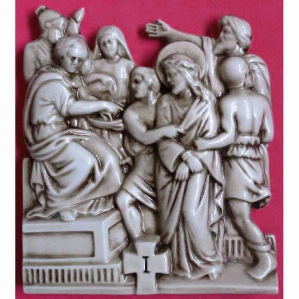 Immagine di Tavole Via Crucis 14 o 15 Stazioni 30x25 cm ceramica invetriata Deruta