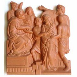 Immagine di Via Crucis 14 o 15 Stazioni cm 30x25 (11,8x9,8 in) Tavole Bassorilievo Terracotta Deruta