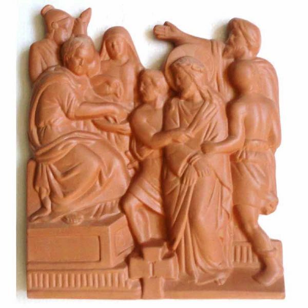 Immagine di Tavole Via Crucis 14 o 15 Stazioni 30x25 cm terracotta Deruta