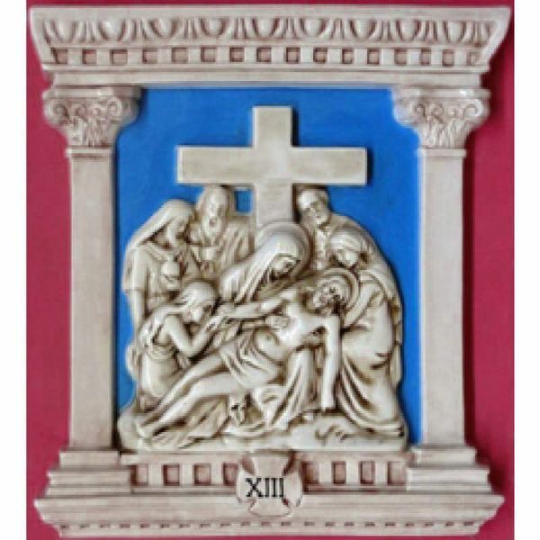 Picture of Via Crucis 14 or 15 Stations 44x40 cm (17,3x15,7 inch) blue Della Robbia ceramic 