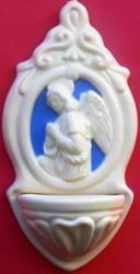 Picture of Annunciation Angel Holy Water Stoup cm 22 (8,7 in) Bas relief Glazed Ceramic Della Robbia