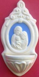 Picture of  Holy Family Holy Water Stoup cm 22 (8,7 in) Bas relief Glazed Ceramic Della Robbia