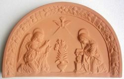 Picture of Annunciation Wall Lunette cm 34x21 (13,4x8,3 in) Bas-relief Terracotta