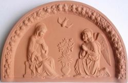 Picture of Annunciation Wall Lunette cm 60x38 (23,6x15 in) Bas-relief Terracotta