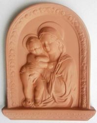 Immagine di Madonna con Bambino Pala da Muro cm 33x26 (13x10,2 in) Bassorilievo Terracotta