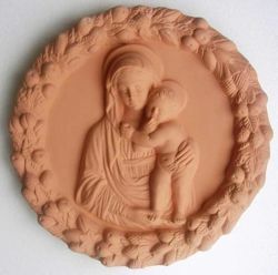 Immagine di Madonna con Bambino Tondo da Muro diam. cm 35 (13,8 in) Bassorilievo Terracotta