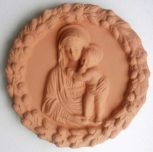 Picture of Madonna and Child Wall Tondo diam. cm 35 (13,8 in) Bas-relief Terracotta