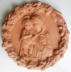 Immagine di Madonna con Bambino Tondo da Parete diam. cm 56 (22 in) Bassorilievo Terracotta