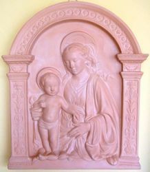 Immagine di Madonna con Bambino Pala da Muro cm 70x60 (27,6x23,6 in) Bassorilievo Terracotta