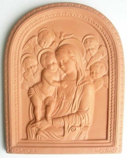 Picture of Our Lady of Boccadirio Wall Panel cm 39x31 (15,4x12,2 in) Bas-relief Terracotta