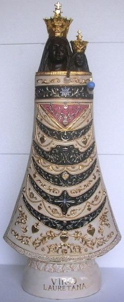 Immagine di Statua Madonna di Loreto 100 cm ceramica Deruta dipinta