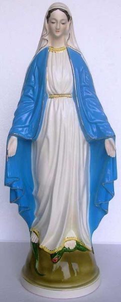 Imagen de Estatua Virgen Milagrosa cm 60 (23,6 in) Cerámica vidriada de Deruta pintada a mano