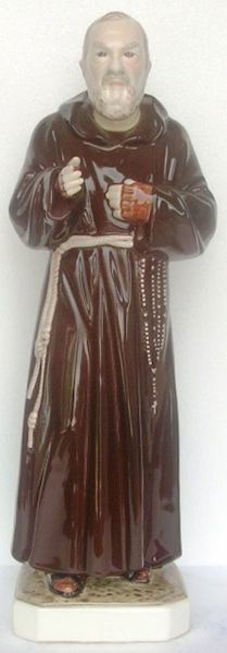 Immagine di Statua Padre Pio da Pietrelcina 60 cm ceramica Deruta dipinta