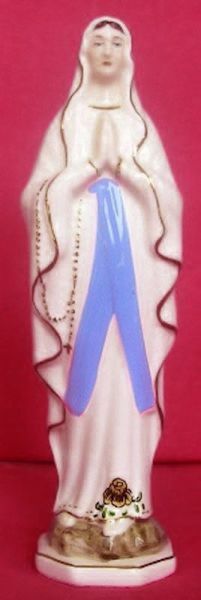 Immagine di Statua Madonna di Lourdes cm 20 (7,9 in) Ceramica invetriata di Deruta dipinta a mano