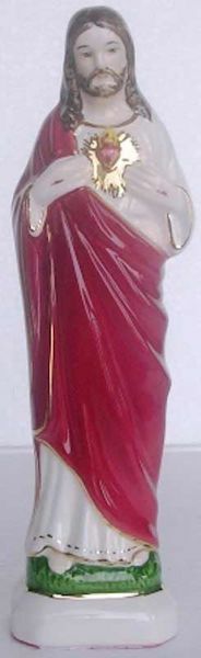 Imagen de Estatua Sagrado Corazón de Jesús cm 20 (7,9 in) Cerámica vidriada de Deruta pintada a mano