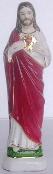 Immagine di Statua Sacro Cuore di Gesù 20 cm ceramica Deruta dipinta