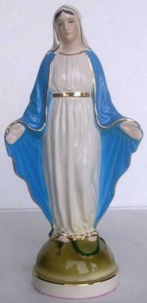 Immagine di Statua Madonna Miracolosa cm 24 (9,4 in) Ceramica invetriata di Deruta dipinta a mano