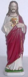 Immagine di Statua Sacro Cuore di Gesù cm 24 (9,4 in) Ceramica invetriata di Deruta dipinta a mano