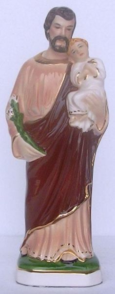 Immagine di Statua San Giuseppe cm 24 (9,4 in) Ceramica invetriata di Deruta dipinta a mano