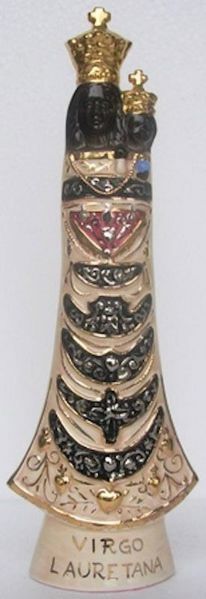 Immagine di Statua Madonna di Loreto 30 cm ceramica Deruta dipinta