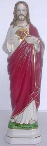 Imagen de Estatua Sagrado Corazón de Jesús 30 cm cerámica Deruta pintada