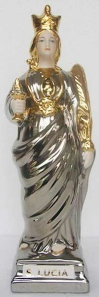 Immagine di Statua Santa Lucia cm 30 (11,8 in) Ceramica invetriata di Deruta dipinta a mano