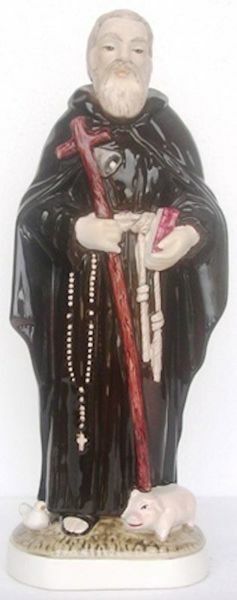 Imagen de Estatua San Antonio Abad 34 cm cerámica Deruta pintada
