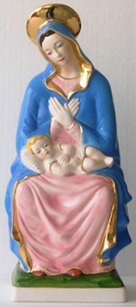 Immagine di Statua Madonna con Bambino 38 cm ceramica Deruta dipinta