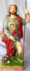 Immagine di Statua San Rocco cm 38 (15 in) Ceramica invetriata di Deruta dipinta a mano
