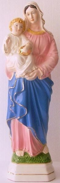 Imagen de Estatua Virgen con el Niño cm 39 (15,4 in) Cerámica vidriada de Deruta pintada a mano