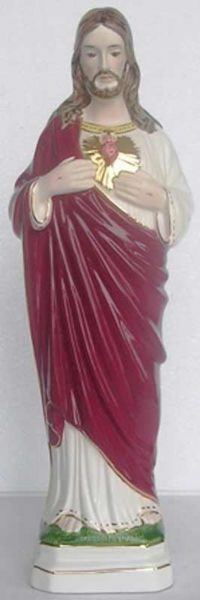 Immagine di Statua Sacro Cuore di Gesù cm 40 (15,7 in) Ceramica invetriata di Deruta dipinta a mano