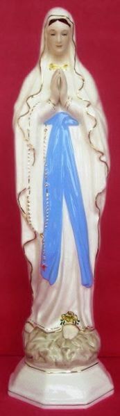 Immagine di Statua Madonna di Lourdes cm 50 (19,7 in) Ceramica invetriata di Deruta dipinta a mano