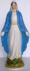 Imagen de Estatua Virgen Milagrosa cm 50 (19,7 in) Cerámica vidriada de Deruta pintada a mano