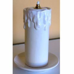 Picture of Set of 4 Liquid Wax Votive Lanterns cm 11x15 (4,3x5,9 in) Candle Ceramic Oil Lamps White