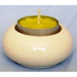 Picture of Set of 4 Votive Candle Lamps cm 7 (2,8 in) Round Tealight Ceramic Lanterns White