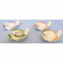 Picture of Set of 4 Votive Candle Lamps cm 10 (3,9 in) Dove of Peace Ceramic Lanterns Liturgical Colors