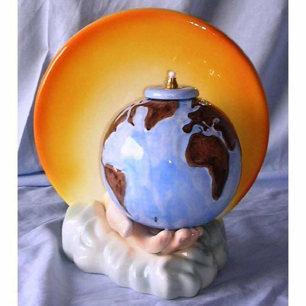 Picture of Liquid Wax Votive Lantern cm 25 (9,8 in) Light of the World Ceramic Oil Lamp Colored