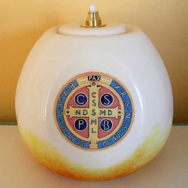Picture of Liquid Wax Votive Lantern cm 12x11 (4,7x4,3 in) Sacred Symbols Ceramic Oil Lamp