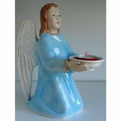 Picture of Votive Candle Lamp cm 30 (11,8 in) Guardian Angel Tealight Ceramic Lantern Blue