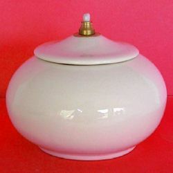 Picture of Set of 4 Liquid Wax Votive Lanterns cm 12 (4,7 in) Smooth Round Ceramic Oil Lamps White