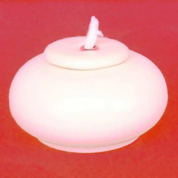 Picture of Set of 4 Liquid Wax Votive Lanterns cm 7 (2,8 in) Smooth Round Ceramic Oil Lamps